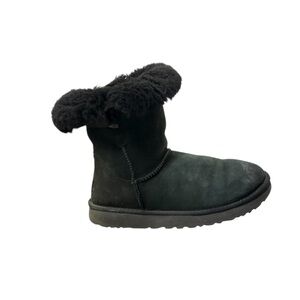 UGG Sunburst Black Suede Sheepskin Fur Boots 1010636 Womens‎ 6